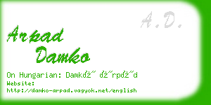 arpad damko business card